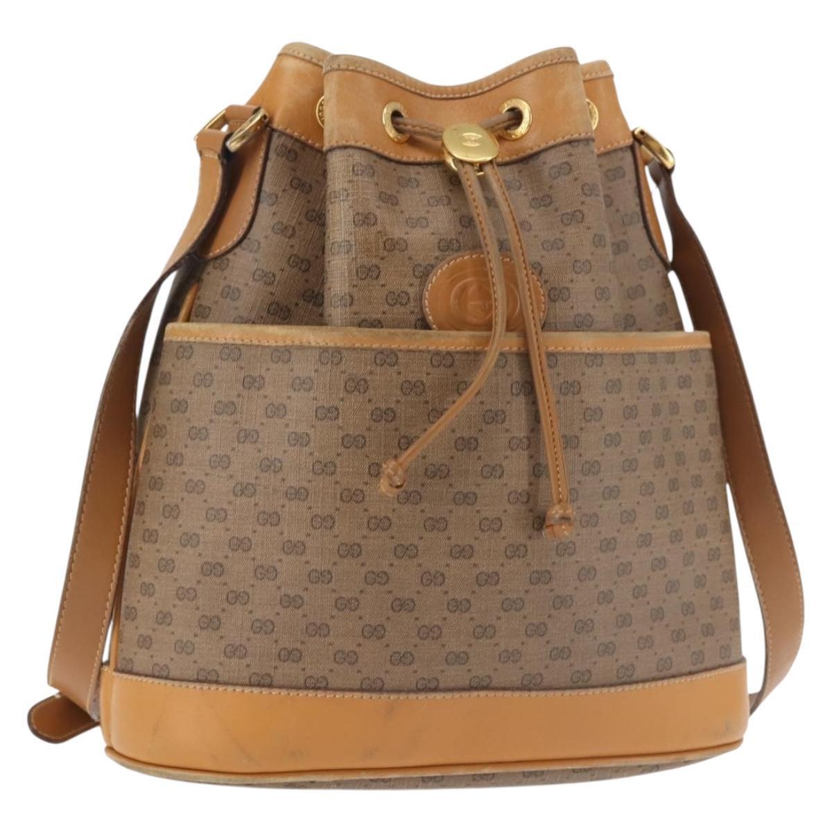 Gucci Micro Gg Supreme Shoulder Bag Pvc Beige Gold 001 165 0937 Auth 143205